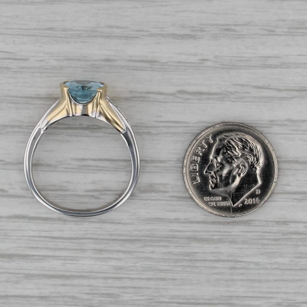2.56ctw Oval Aquamarine Diamond Ring 14k Yellow White Gold Size 7.75