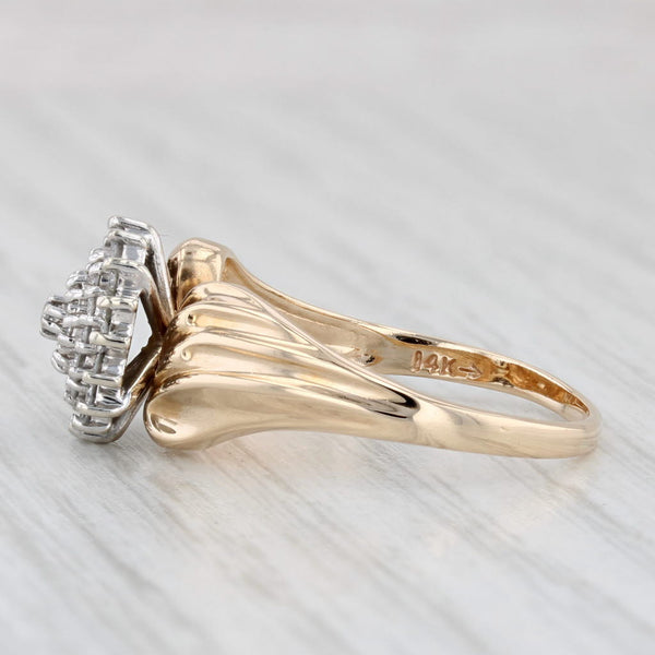 0.36ctw Diamond Cluster Ring 14k Yellow Gold Size 8.5 Engagement