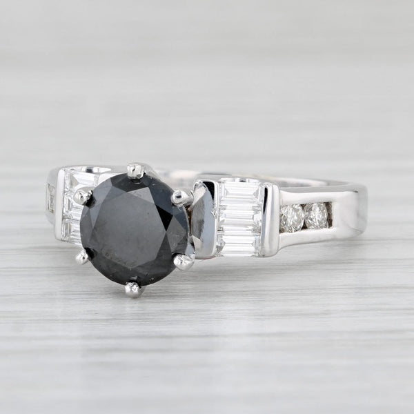 1.83ctw Black White Diamond Ring 14k White Gold Size 7 Engagement