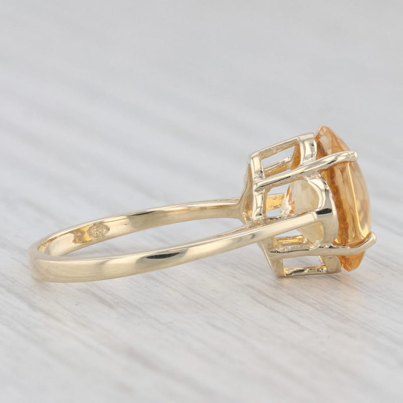 4ct Cushion Citrine Solitaire Ring 10k Yellow Gold Size 6.25