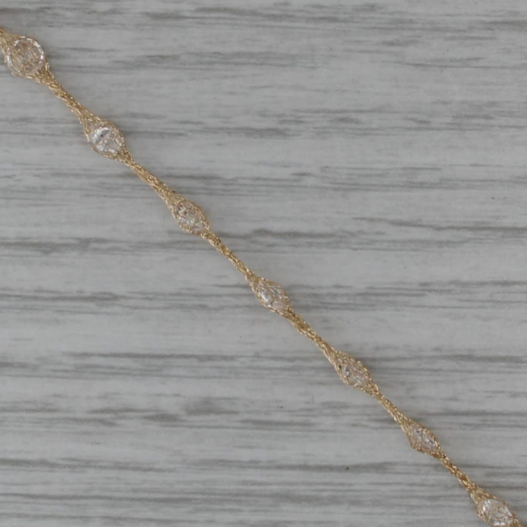 New Cubic Zirconia Station Bracelet 6.75" 14k Yellow Gold Mesh Chain