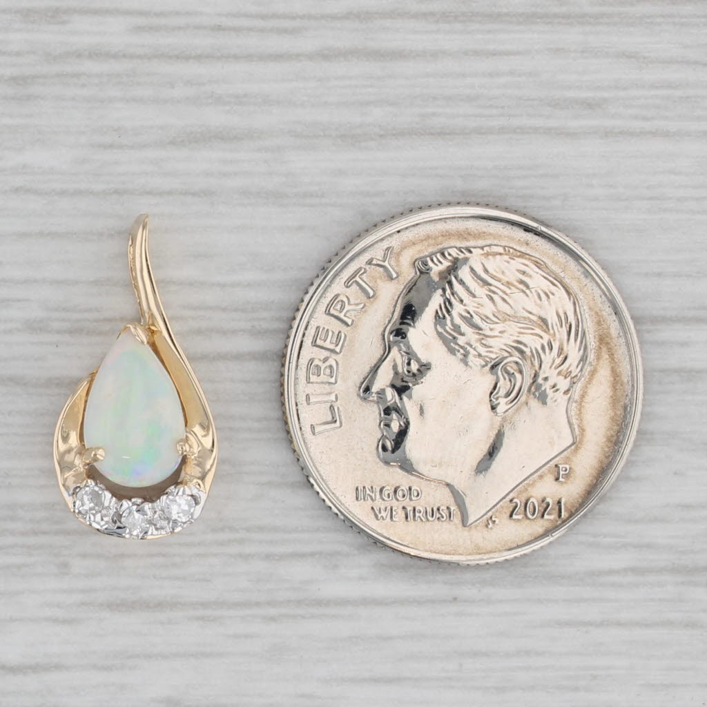 Gray Pear Opal Diamond Teardrop Pendant14k Yellow Gold