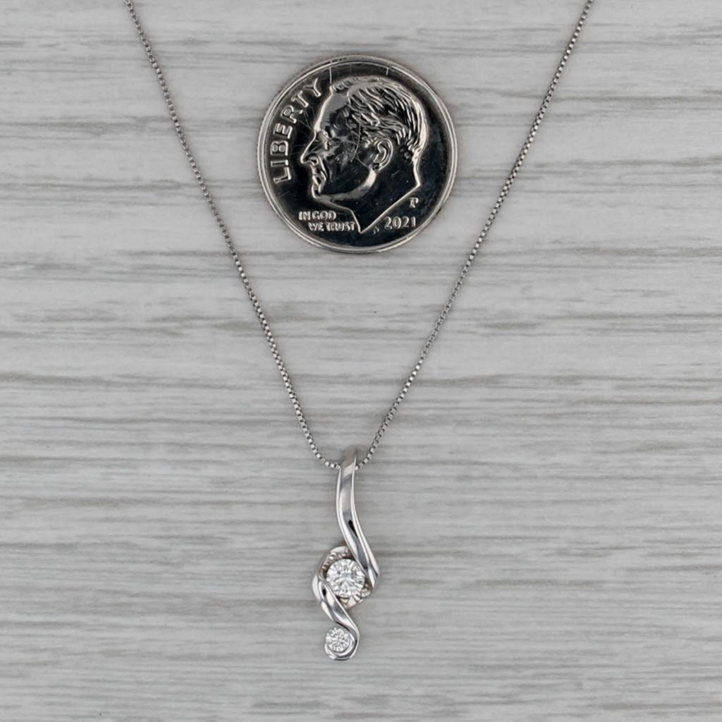 Lucianna 0.14ct Diamond Solitaire Swirl Pendant Necklace 14k Gold 20" Box Chain