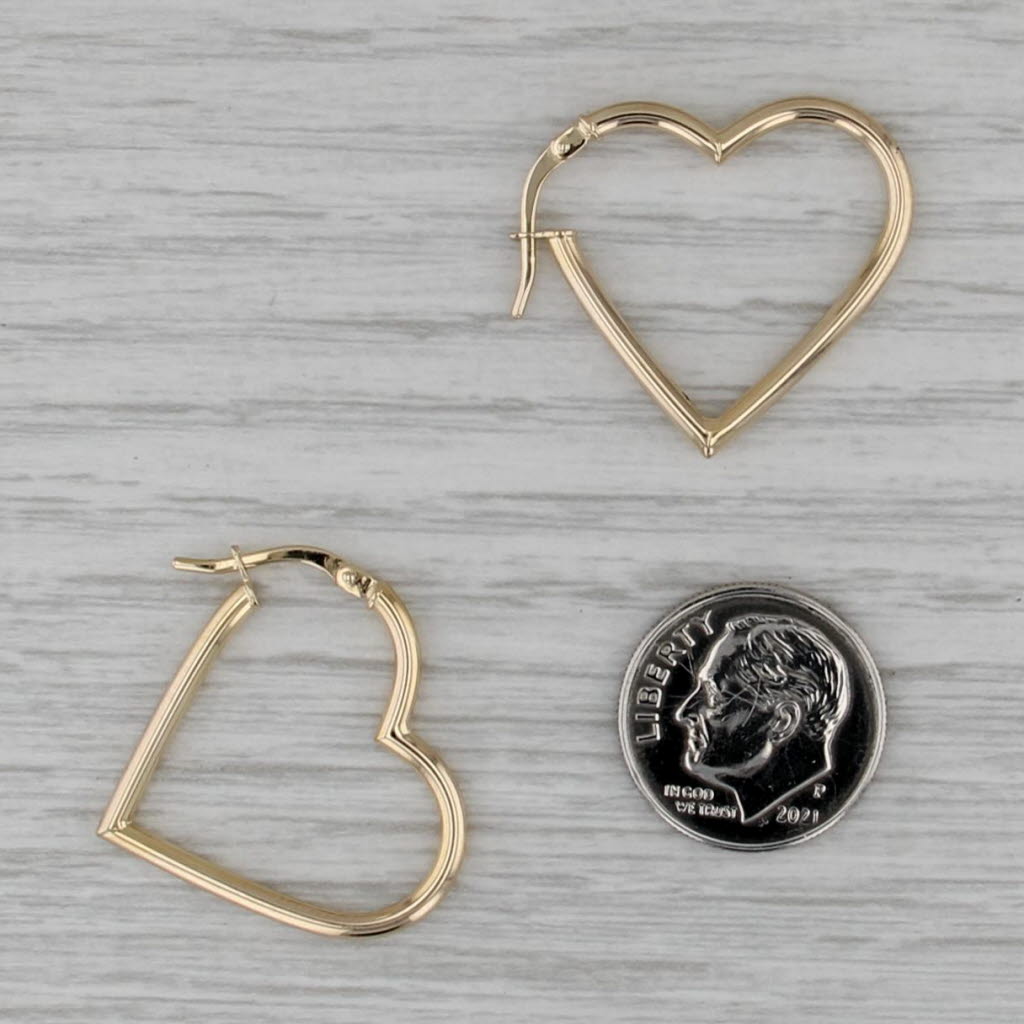Heart Hoop Earrings 14k Yellow Gold Snap Top Hoops