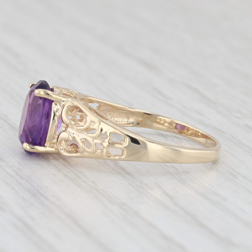 Light Gray 1.20ct Amethyst Oval Solitaire Ring 14k Yellow Gold Size 7.25