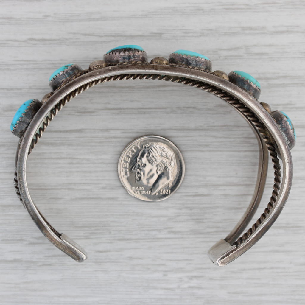 Gray Native American Turquoise Cuff Bracelet Sterling Silver Vintage Mar Kaya 6.75"