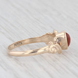 Antique Oval Cabochon Red Carnelian Pearl 10k Yellow Gold Size 4.5 Ring