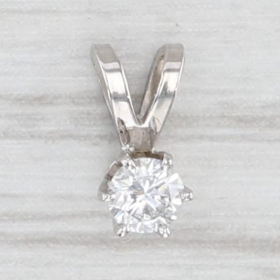 Light Gray New 0.11ct VS2 Round Solitaire Small Drop Pendant 14k White Gold