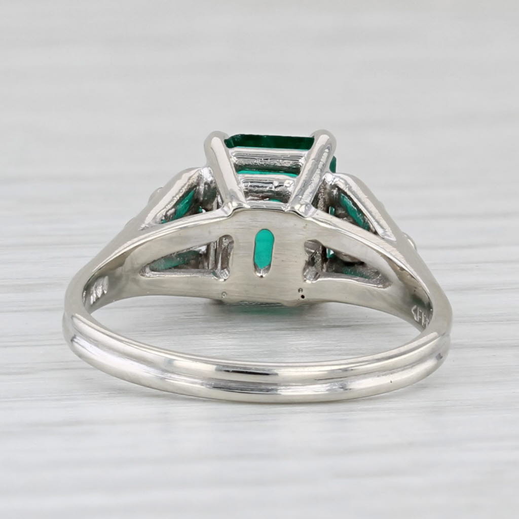 Light Gray 1.06ctw Lab Created Emerald Diamond Ring 14k White Gold Size 5.5 Engagement