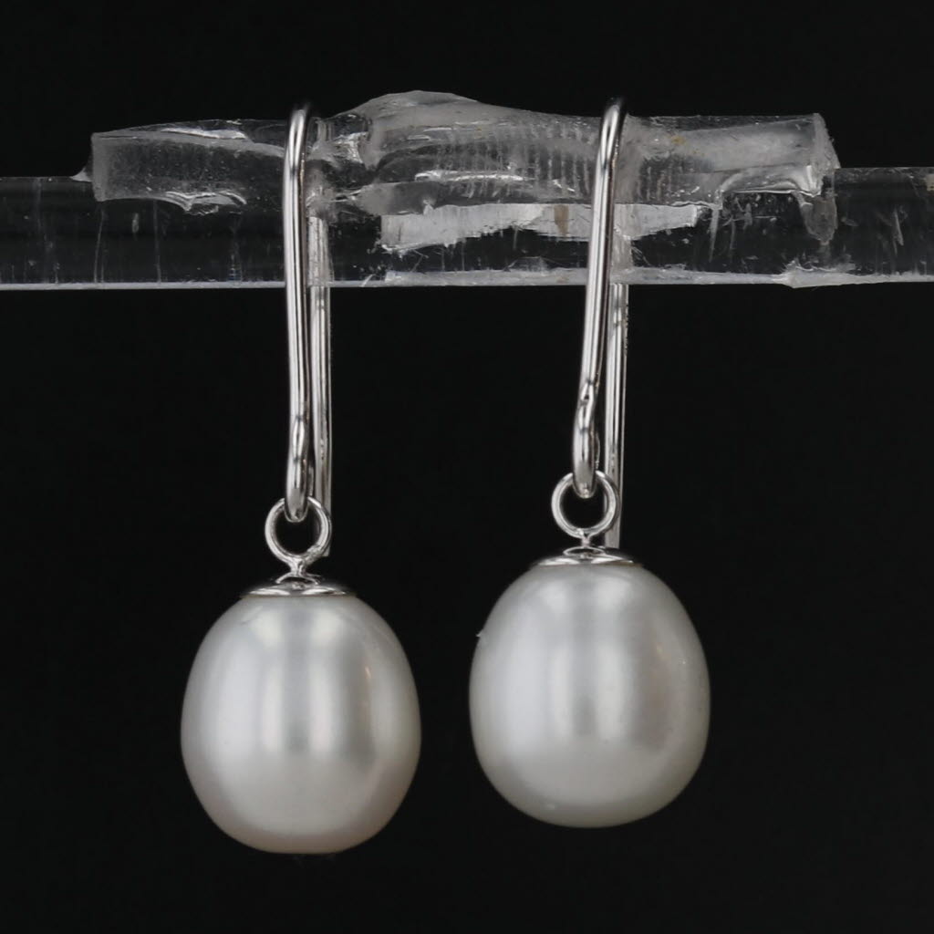 Freshwater Cultured Pearl Dangle Earrings 14k White Gold Hook Post Drops