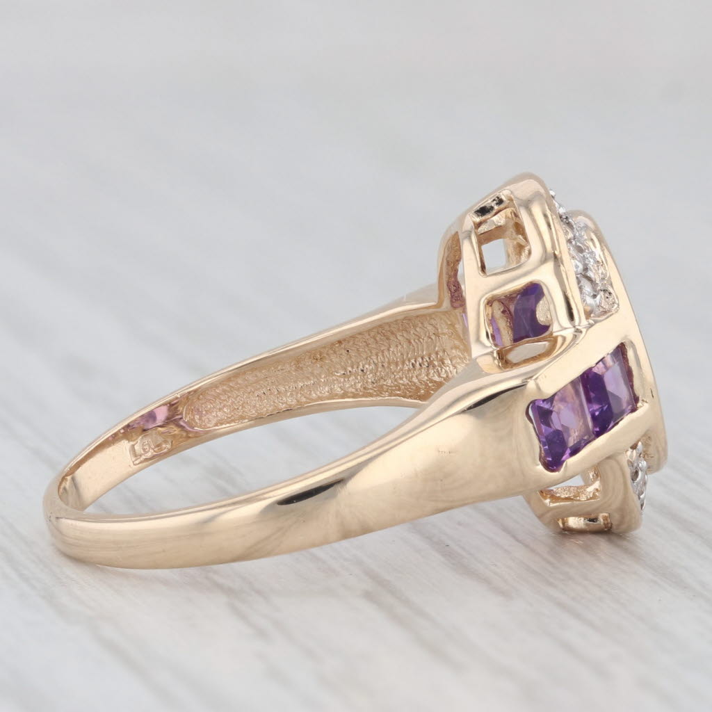 Light Gray 2.95ctw Oval Amethyst Diamond Halo Ring 14k Yellow Gold Size 7.75