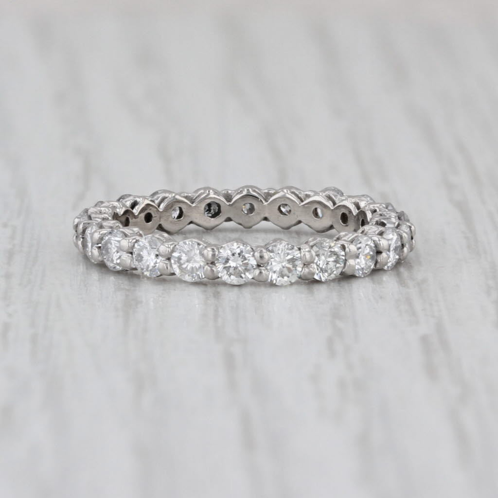 1.25ctw Diamond Eternity Band Platinum Wedding Annivesary Stackable Ring Size 6