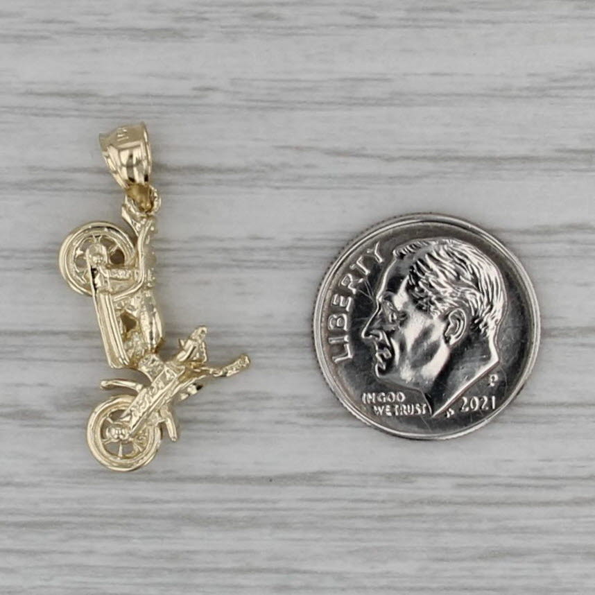 Motorcycle Pendant 10k Yellow Gold 3D Charm