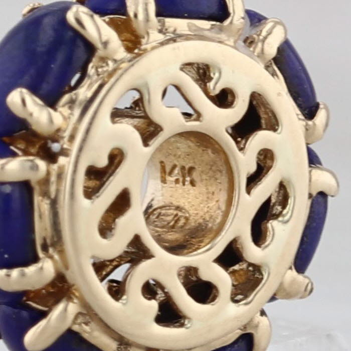 Blue Lapis Lazuli Bead Spacer Charm 14k Yellow Gold