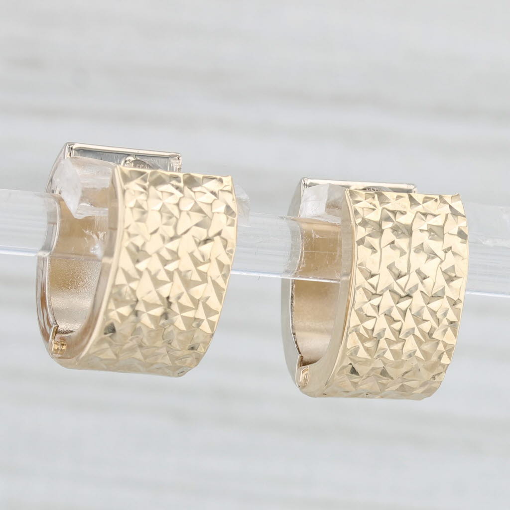 Light Gray 2-Toned Gold Hoop Huggie Earrings 14k Yellow White Gold Pierced Drops