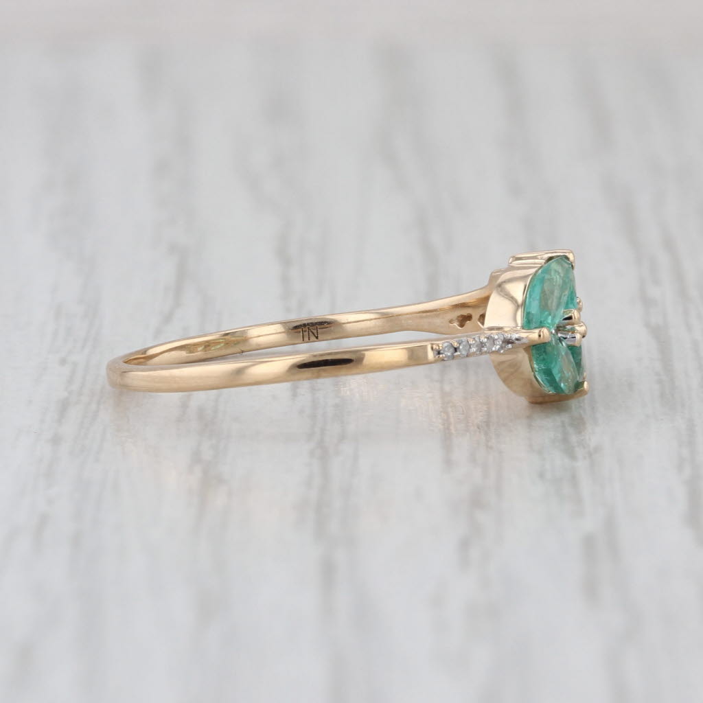 0.78ctw Emerald Diamond Leaf Ring 14k Yellow Gold Size 9