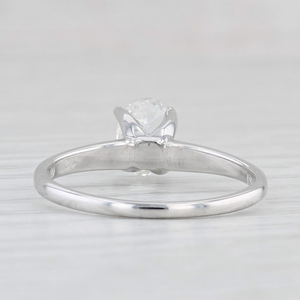 Light Gray 0.64ct Oval Diamond Solitaire Engagement Ring 18k White Gold Size 6.75