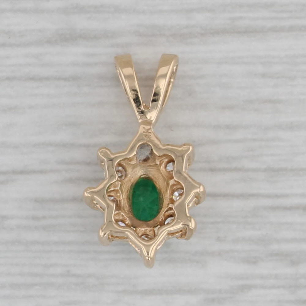 Gray 0.30ctw Emerald Diamond Halo Pendant 14k Yellow Gold Small Drop