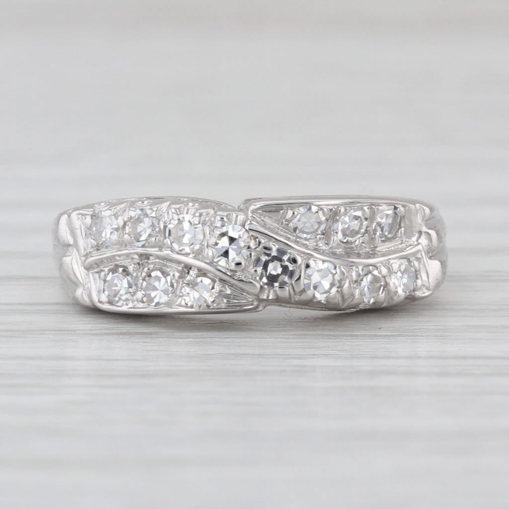 Vintage 0.25ctw Diamond Ring 14k White Gold Size 6 Anniversary Wedding Band