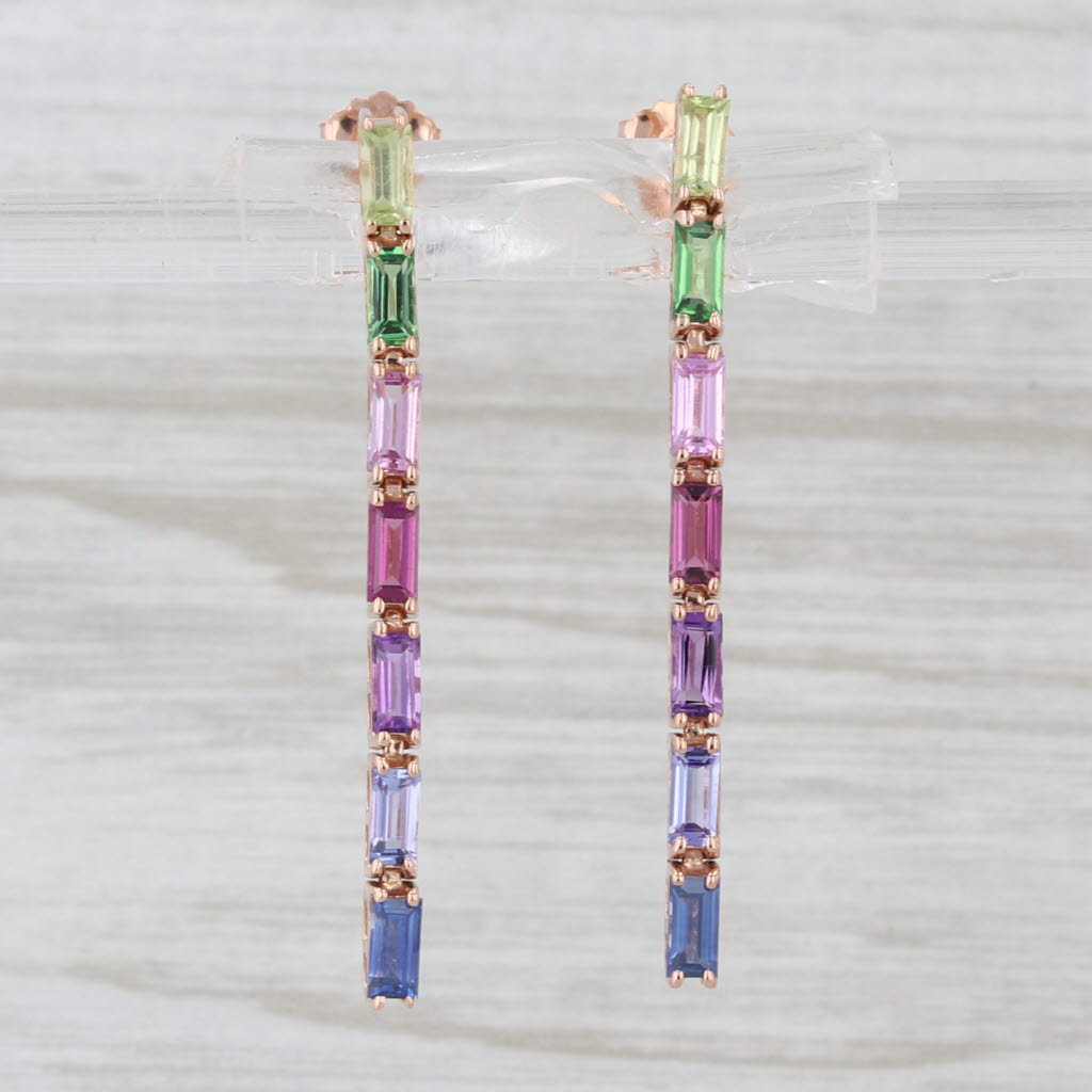 Le Vian 2.10ctw Gemstone Dangle Earrings 14k Gold Peridot Sapphire Tanzanite