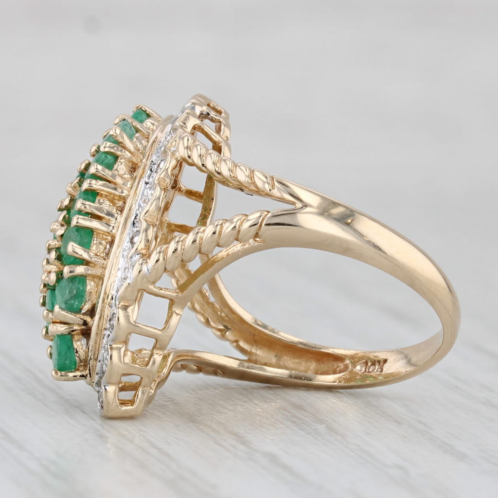 Light Gray 1.47ctw Emerald Diamond Cluster Ring 10k Yellow Gold Size 4.5