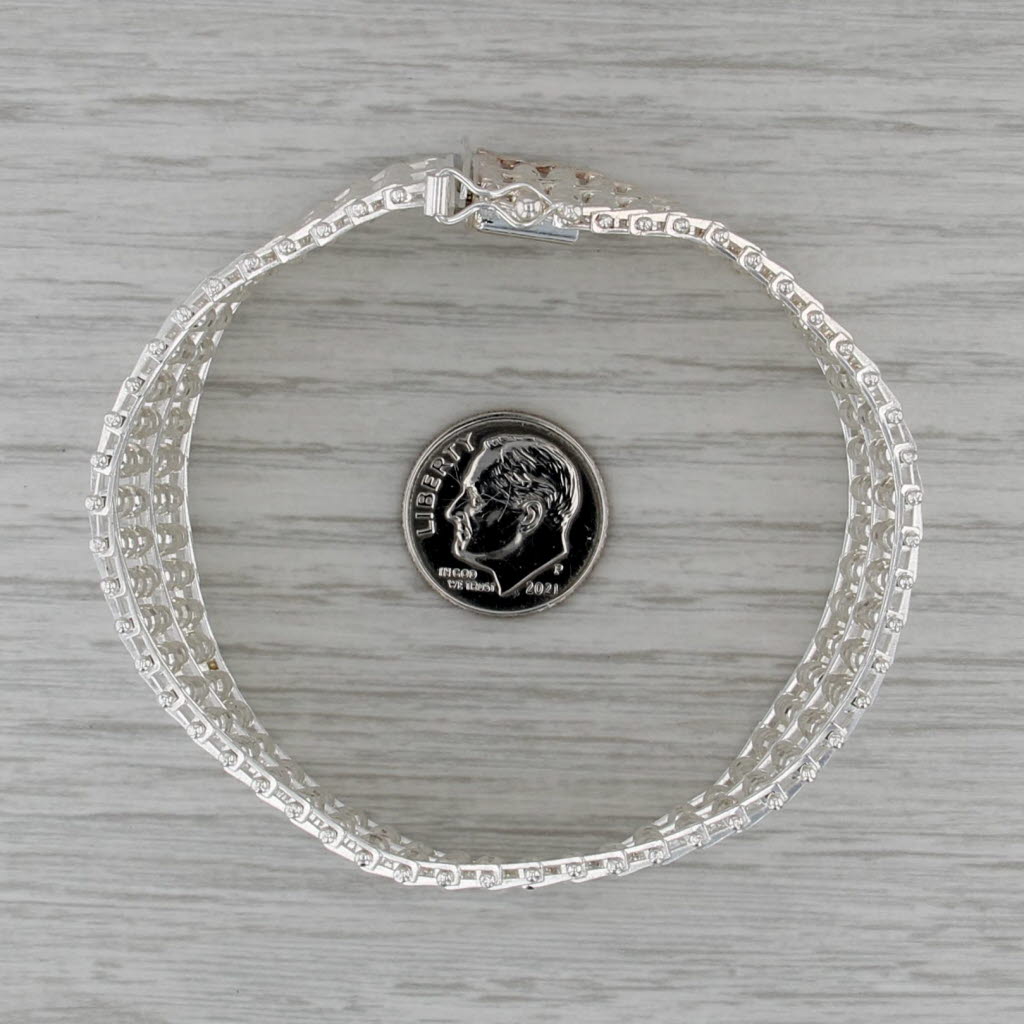 Mesh Chain Statement Bracelet Sterling Silver 7.5" 28.8mm Milor Italy