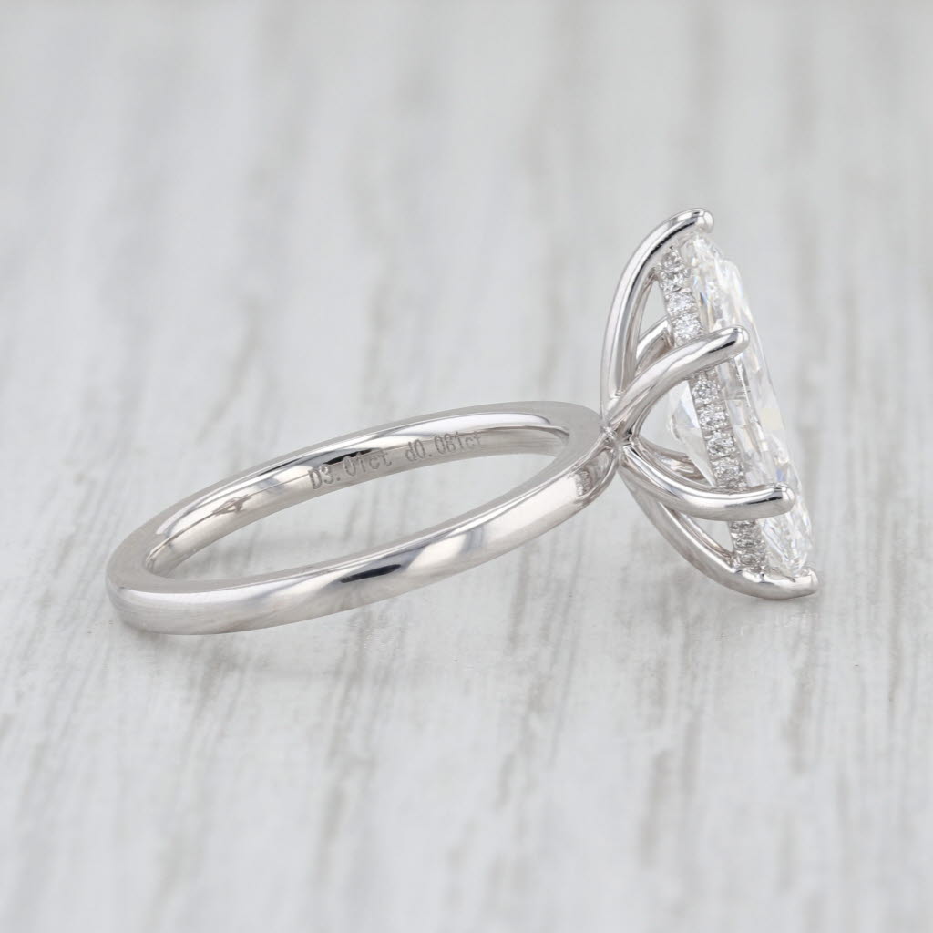 New IGI 3.09ctw Marquise Lab Grown Diamond Engagement Ring 14k White Gold