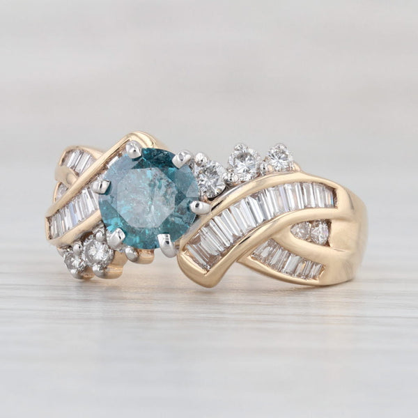 2.15ctw Blue White Diamond Ring 14k Yellow Gold Size 7.5 Engagement