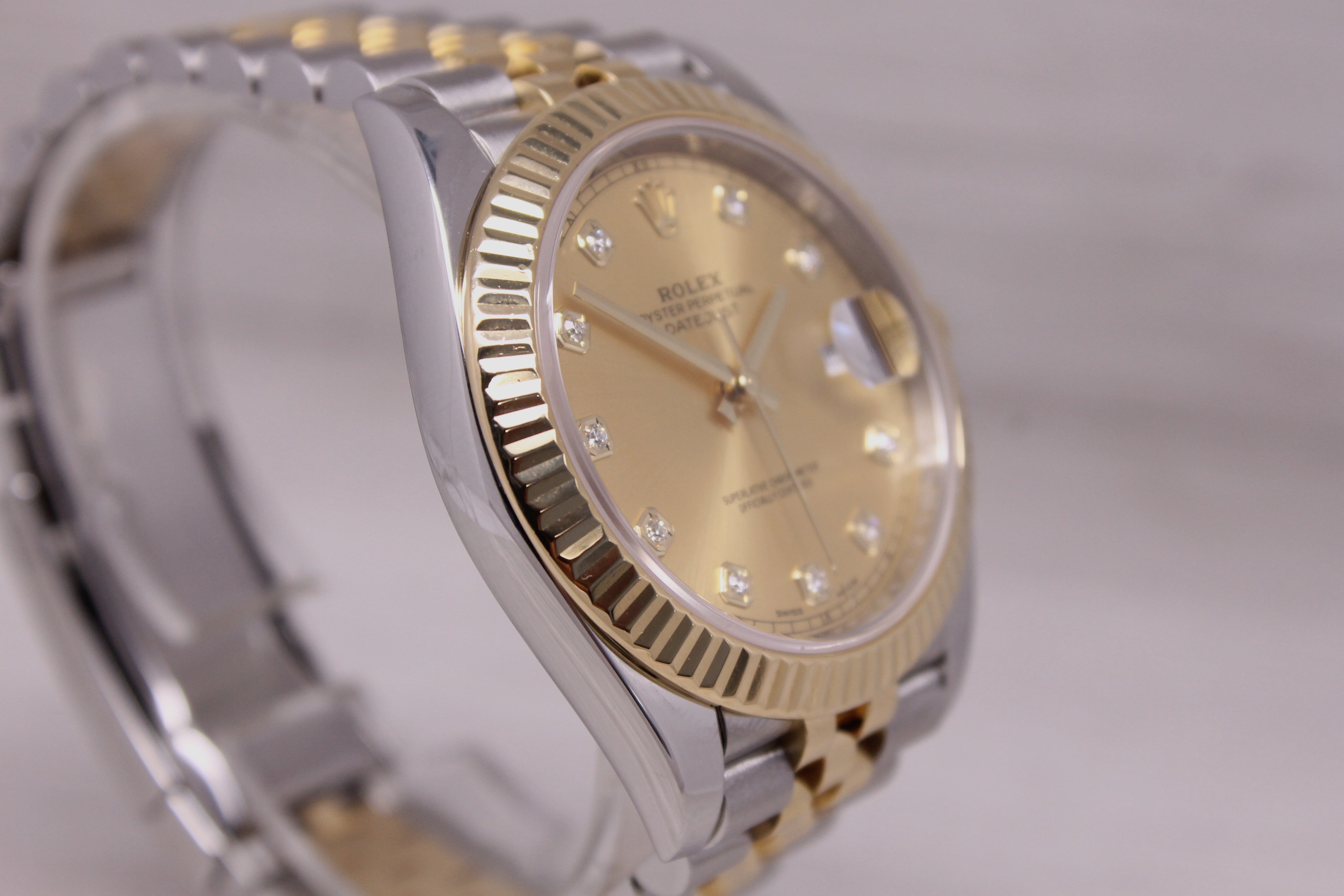 Rolex Datejust 41 Mens Steel & 18k 126333 Automatic Watch Diamond Dial w Jubilee