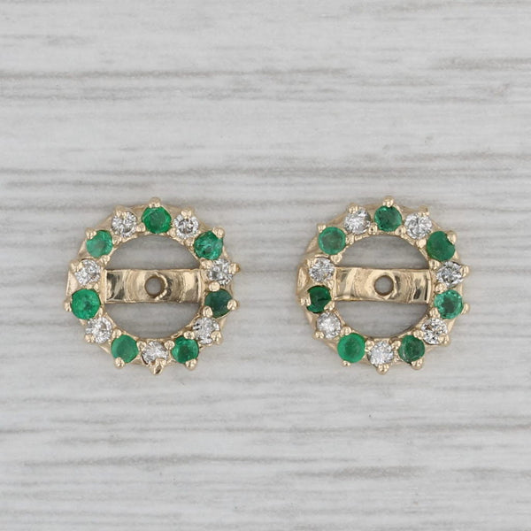 Gray 0.40ctw Emerald Diamond Earring Enhancers Jackets for Studs 14k Yellow Gold