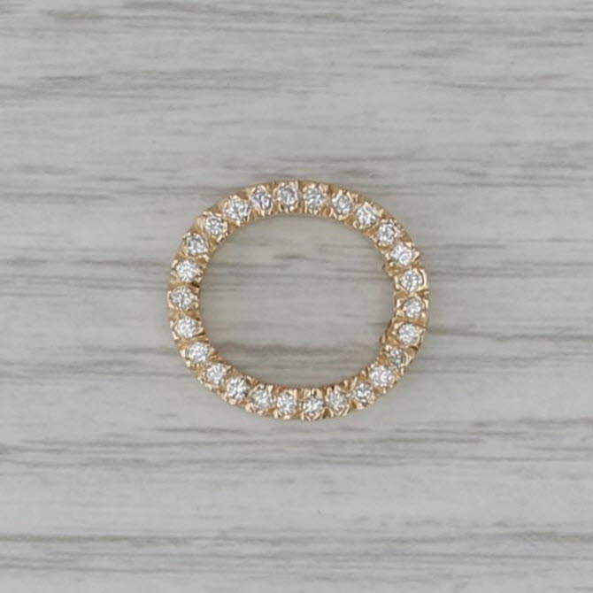 0.37ctw Diamond Letter Initial O Pendant 14k Yellow Gold Floating Drop