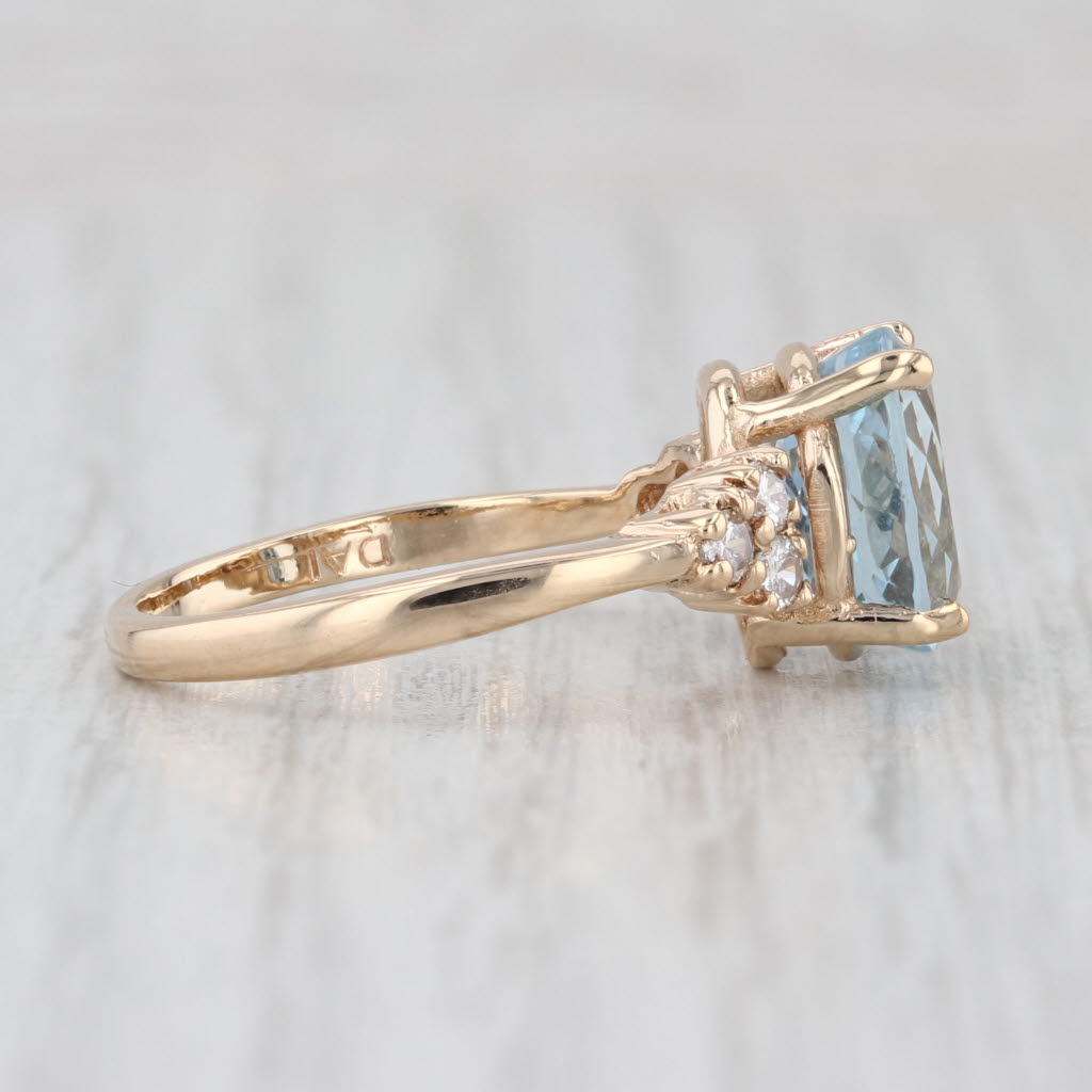 3.23ctw Aquamarine Diamond Ring 14k Yellow Gold Size 8