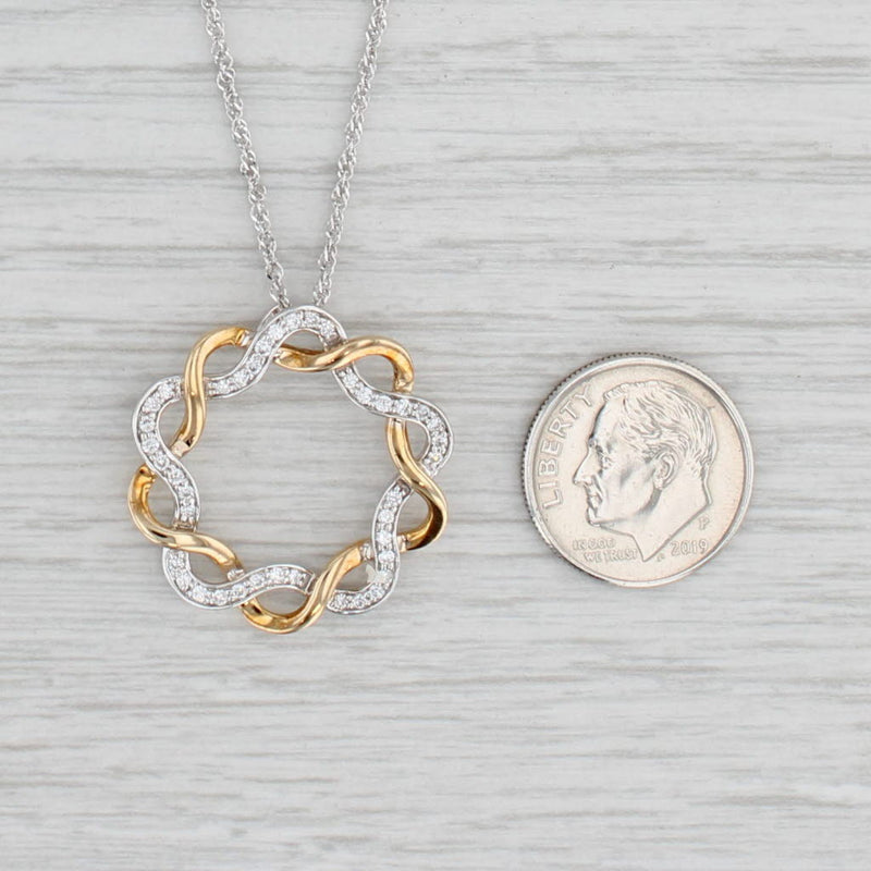 Light Gray Allison Kaufman New 0.35ctw Diamond Circle Pendant Necklace 14k Gold 18"