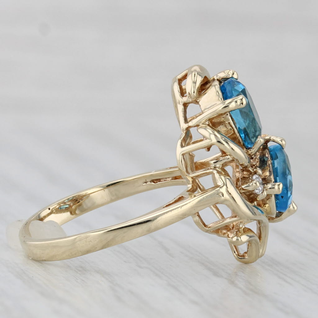 Gray 2.12ctw Blue Topaz Diamond Ring 14k Yellow Gold Size 6.5 Cocktail