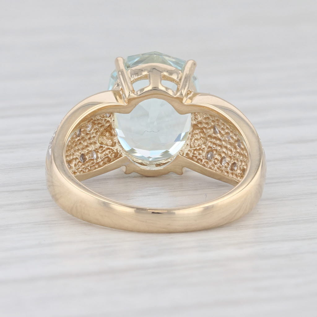 Light Gray 4.99ctw Aquamarine Diamond Ring 14k Yellow Gold Size 6