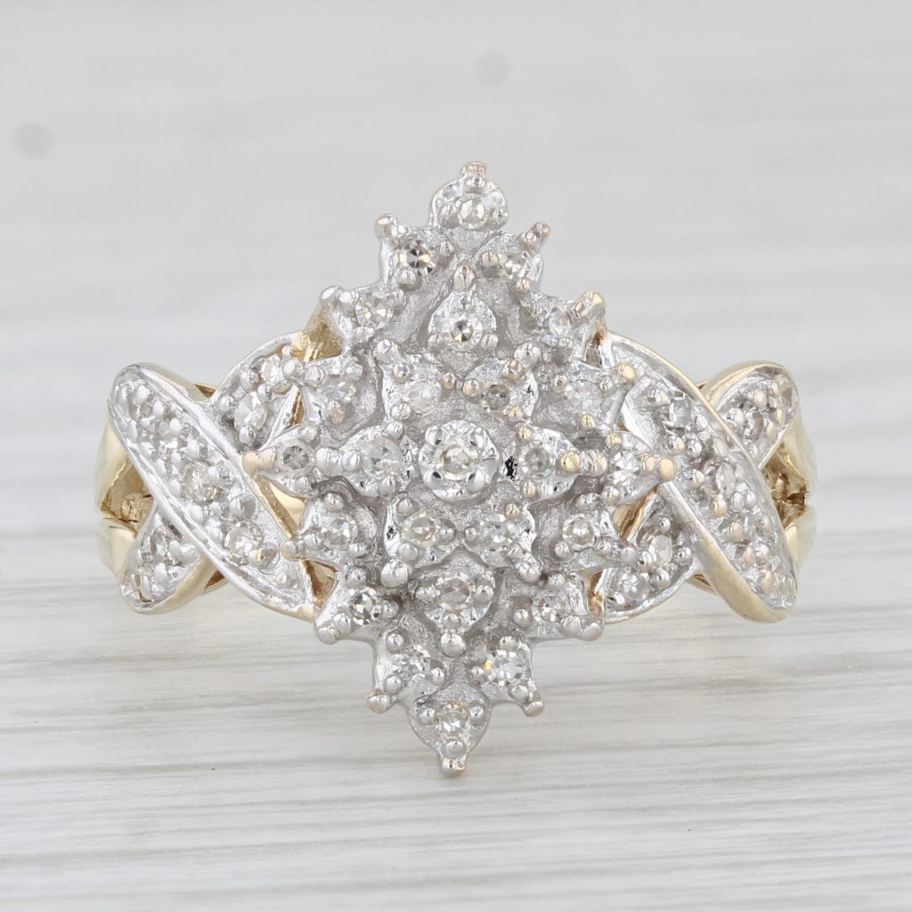 Light Gray 0.20ctw Diamond Cluster Ring 10k Yellow Gold Size 7.25
