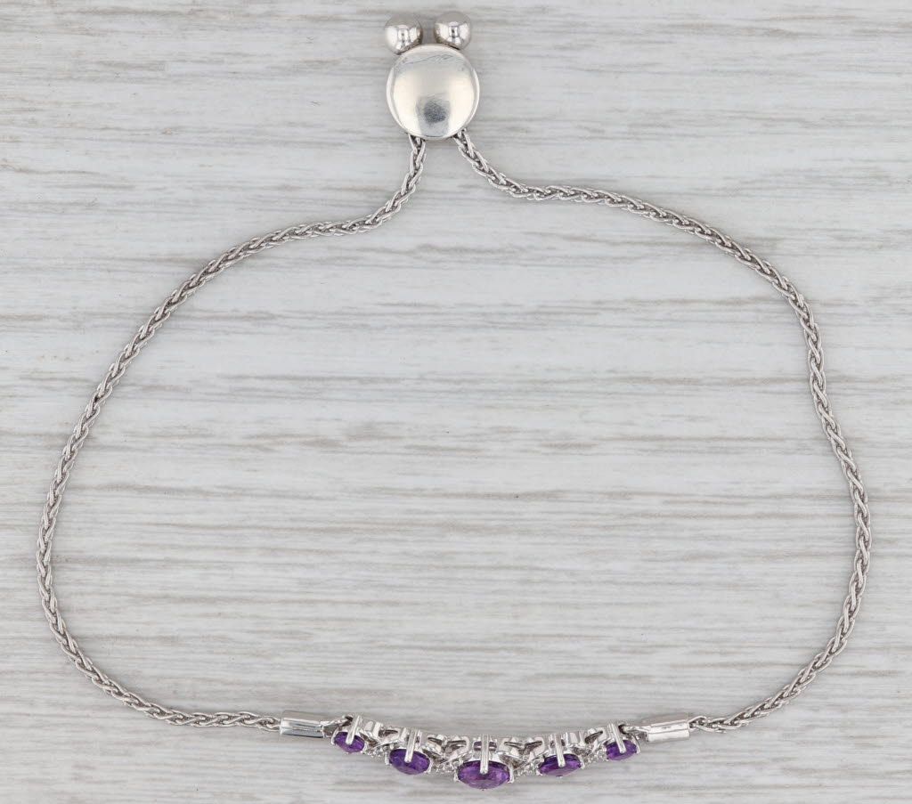 1.08ctw Amethyst Topaz Bracelet Sterling Silver Adjustable Chain Renaissance