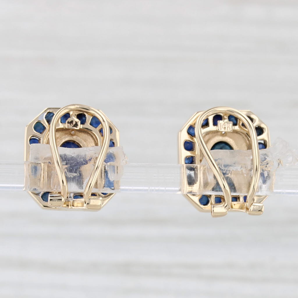 Light Gray 2.38ctw Lab Created & Natural Sapphire Diamond Halo Earrings 14k Gold Clip On