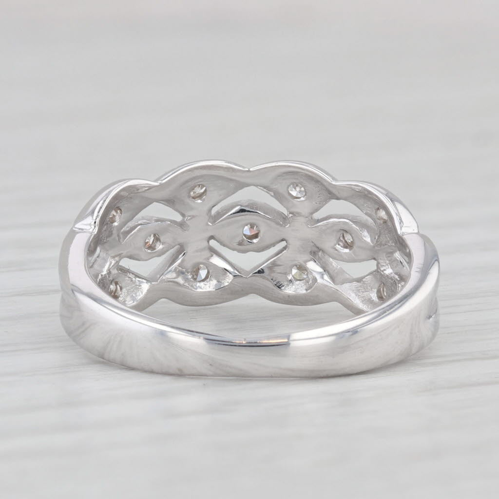 Light Gray 0.16ctw Diamond Openwork Ring 14k White Gold Size 6.5