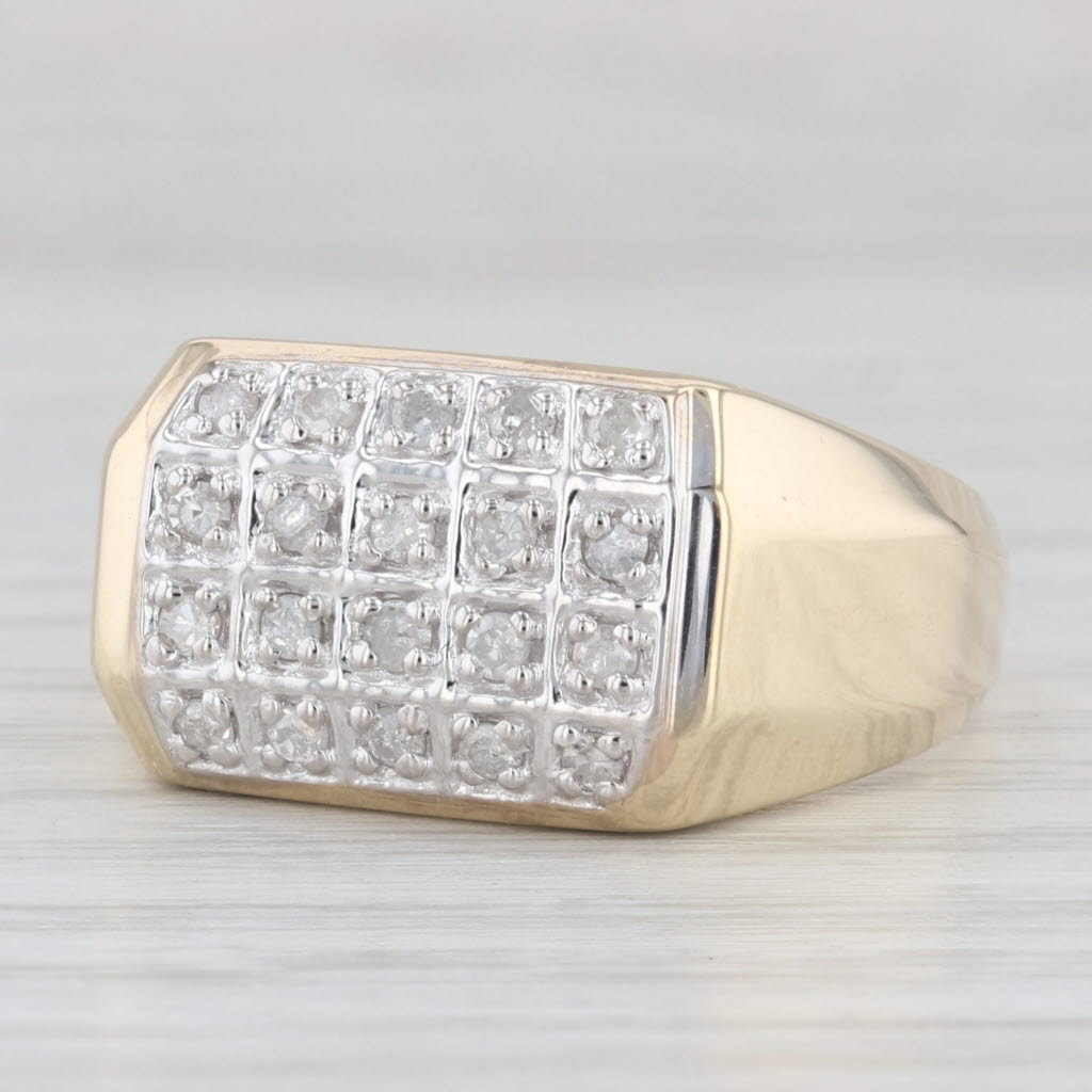 Light Gray 0.20ctw Diamond Men's Ring 10k Yellow Gold Size 10.25