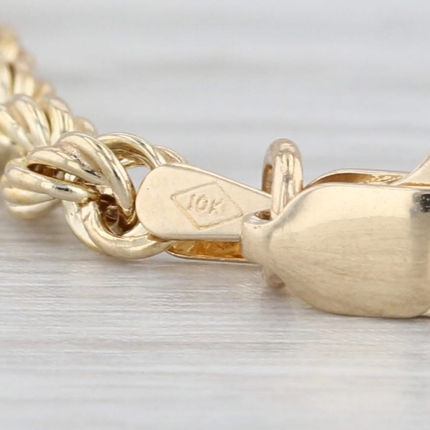 Rope Chain Bracelet 10k Yellow Gold 7" 3mm