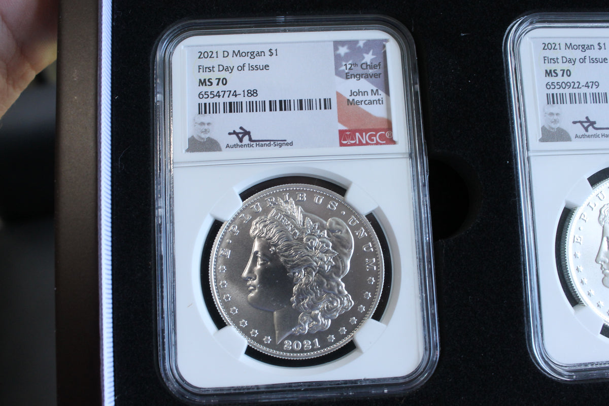 2021 $1 Morgan (5) & Peace (1) Silver Dollar Set NGC First Day of Issue MS70