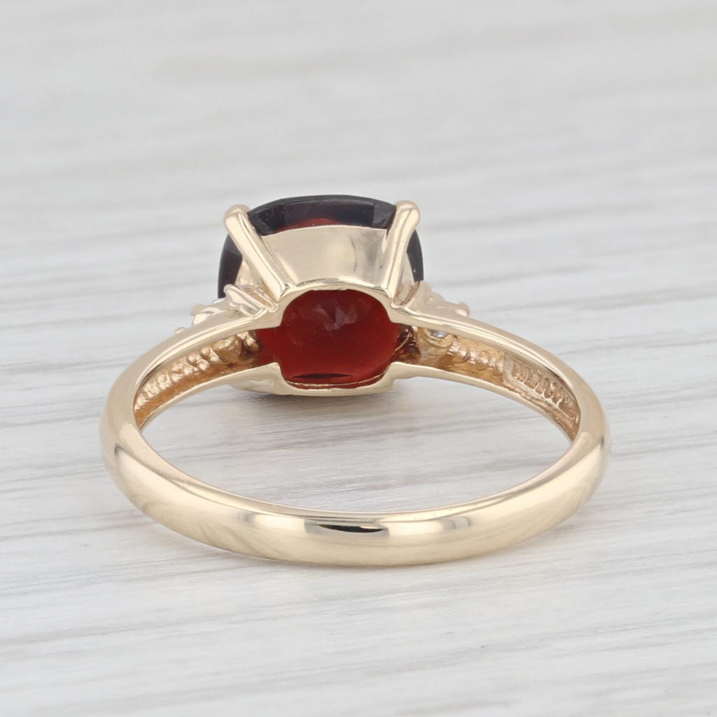 Light Gray 2.38ctw Cushion Garnet Diamond Ring 14k Yellow Gold Size 6