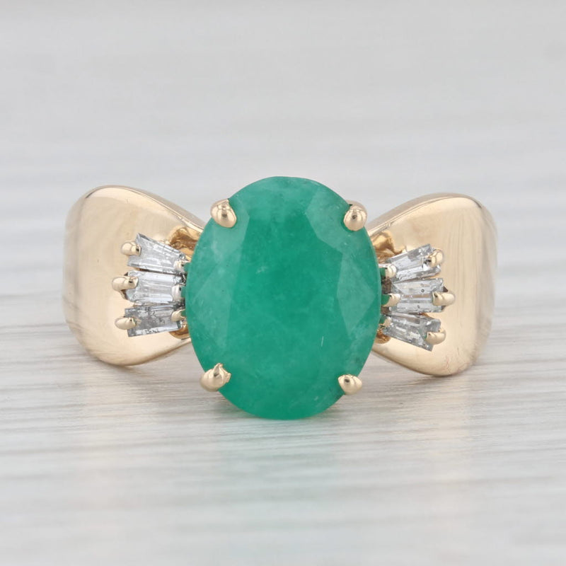 2.68ctw Oval Emerald Diamond Ring 14k Yellow Gold Size 7.25