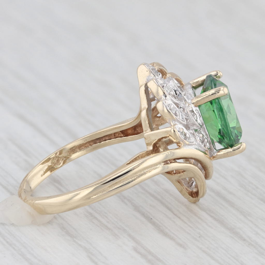 Light Gray 3.84ctw Green Cubic Zirconia Bypass Ring 10k Yellow Gold Size 6.5