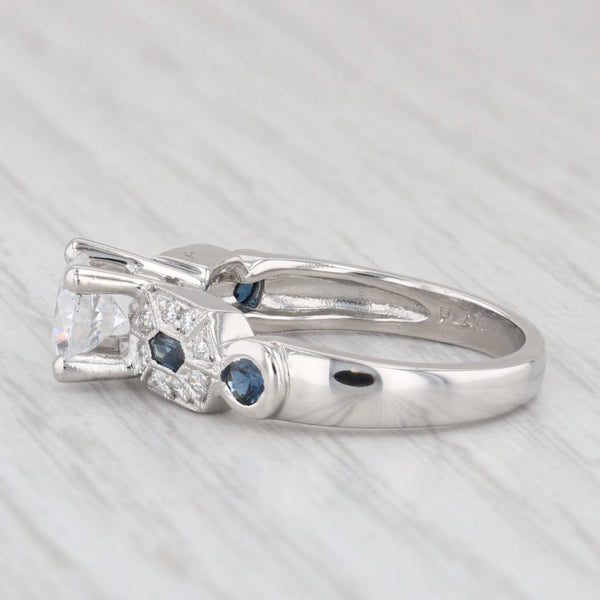 Light Gray Round Semi Mount Engagement Ring Platinum Diamond Sapphire Size 6.25