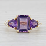 2.80ctw Amethyst Ring 10k Yellow Gold Size 6 Diamond Accents