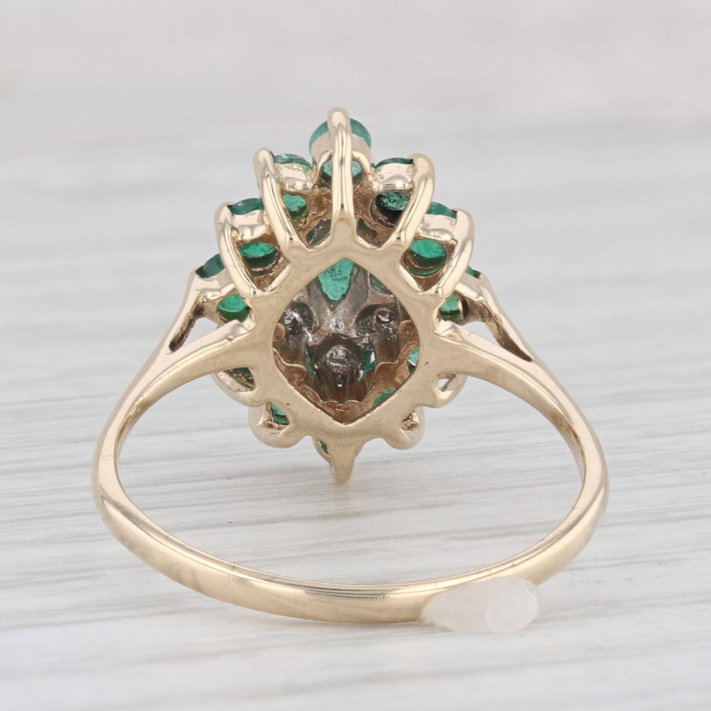 Light Gray 0.93ctw Emerald Diamond Halo Ring 10k Yellow Gold Size 7.5