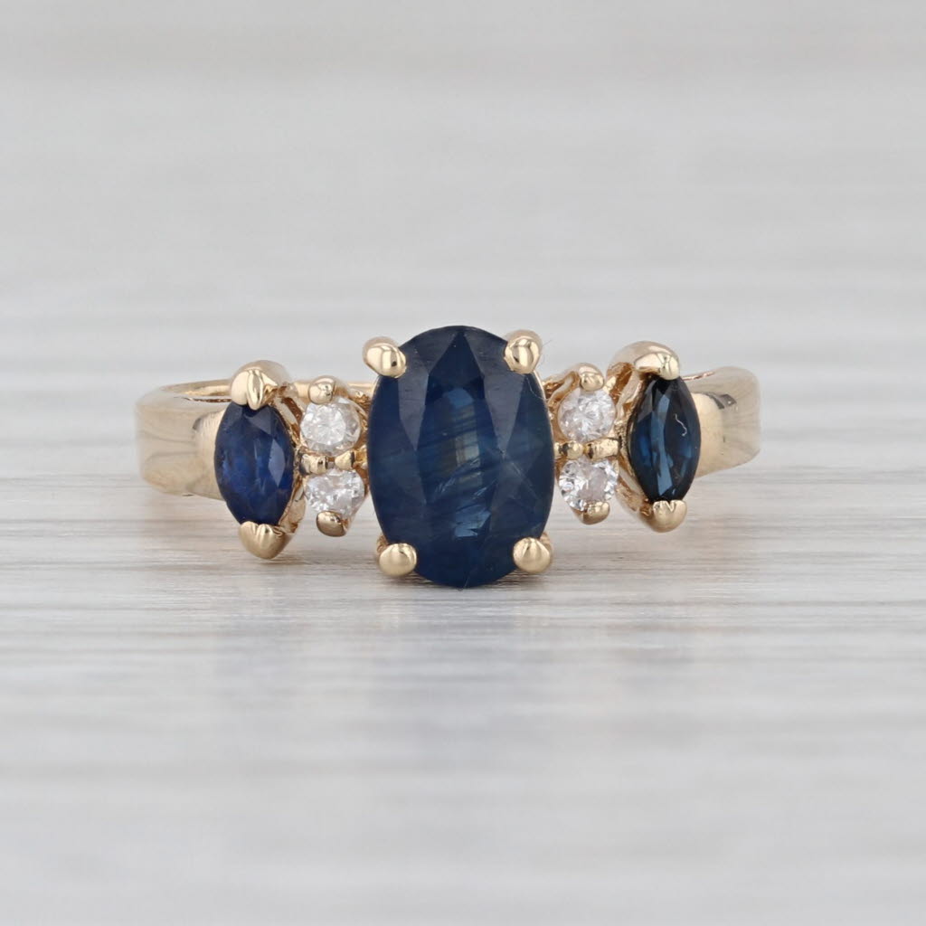 1.21ctw Oval Blue Sapphire Diamond Ring 14k Yellow Gold Size 4.75
