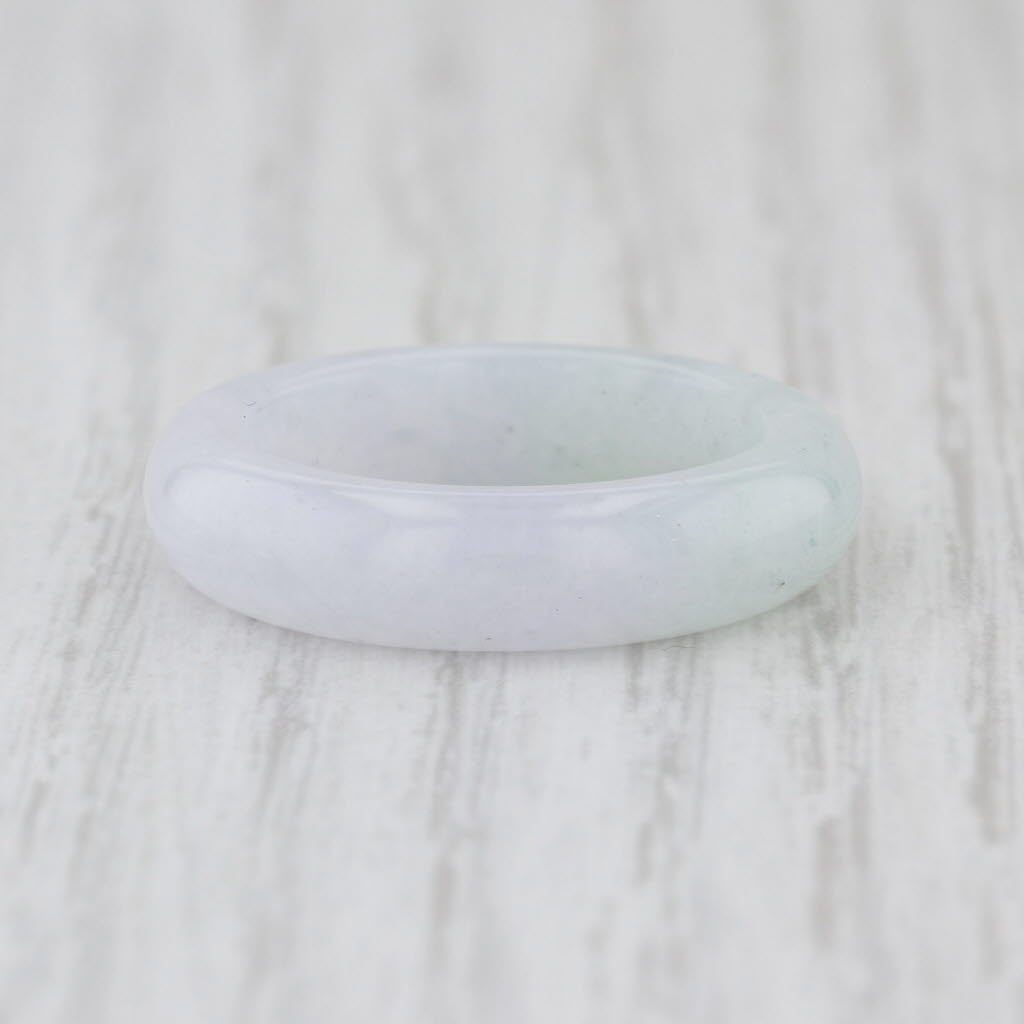 Marbled Pale Green Lavender Jadeite Jade Band Ring Size 7.5 5.4mm
